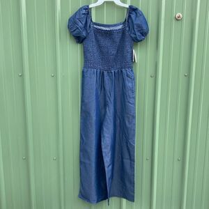 Girls Comfy Lightweight Smocked Jumpsuit, Size XXL